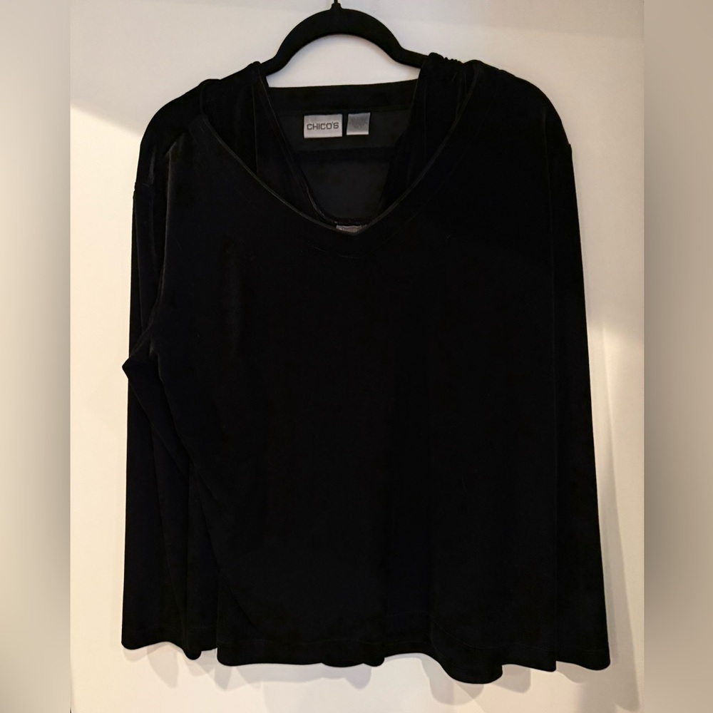Chico’s Travelers Black Tank & Long Sleeve Set Size 3 (XL) Stretch Knit